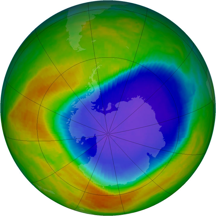 Antarctic ozone map for 20 October 2003